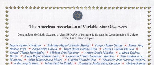 Estudiantes canarios de Educación Secundaria descubren dos estrellas variables
