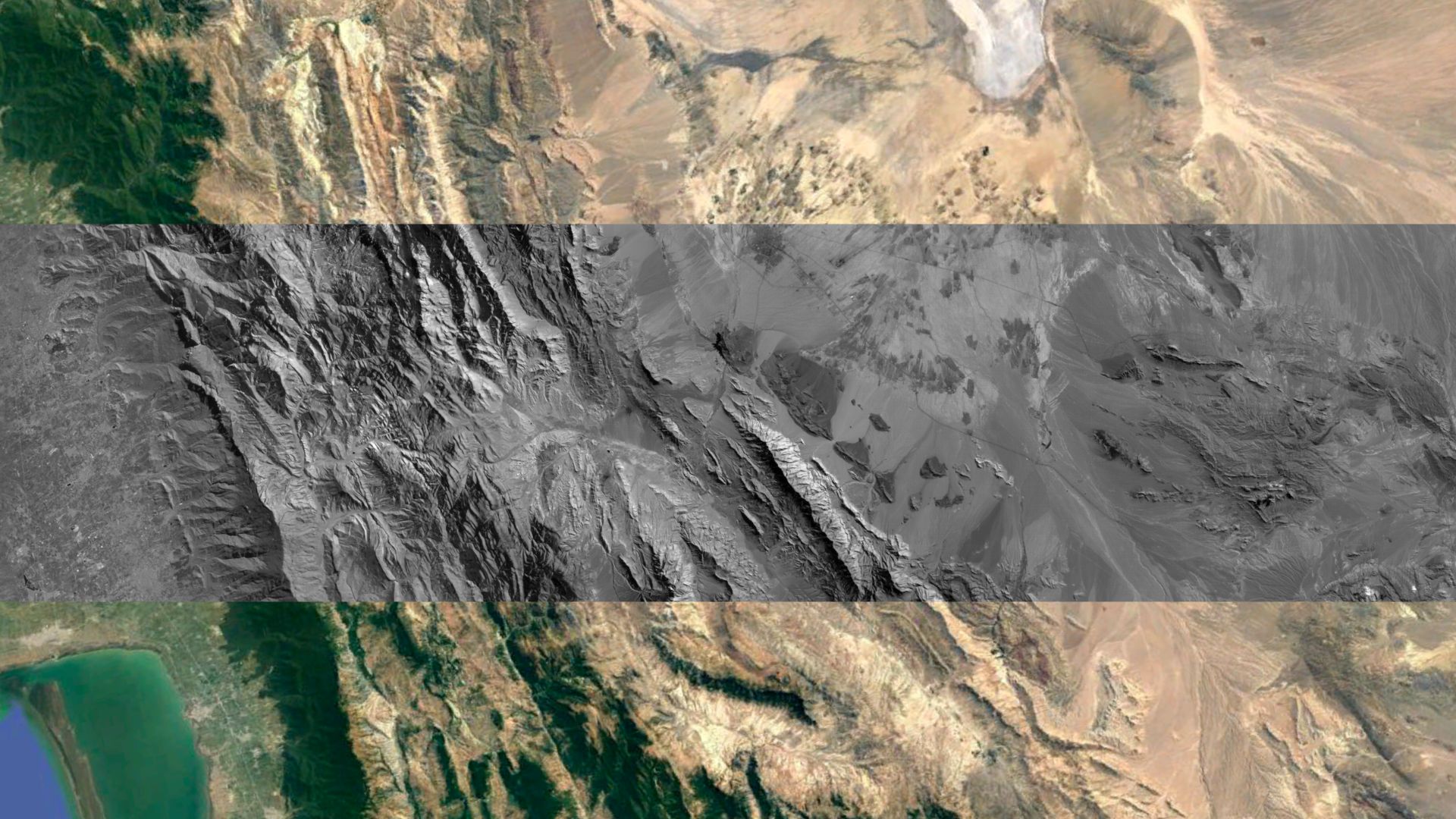Montañas al sur de Turkmenistán, observadas por DRAGO-2. La imagen se ha superpuesto a las imágenes del satélite Landsat. Crédito: IACTEC.