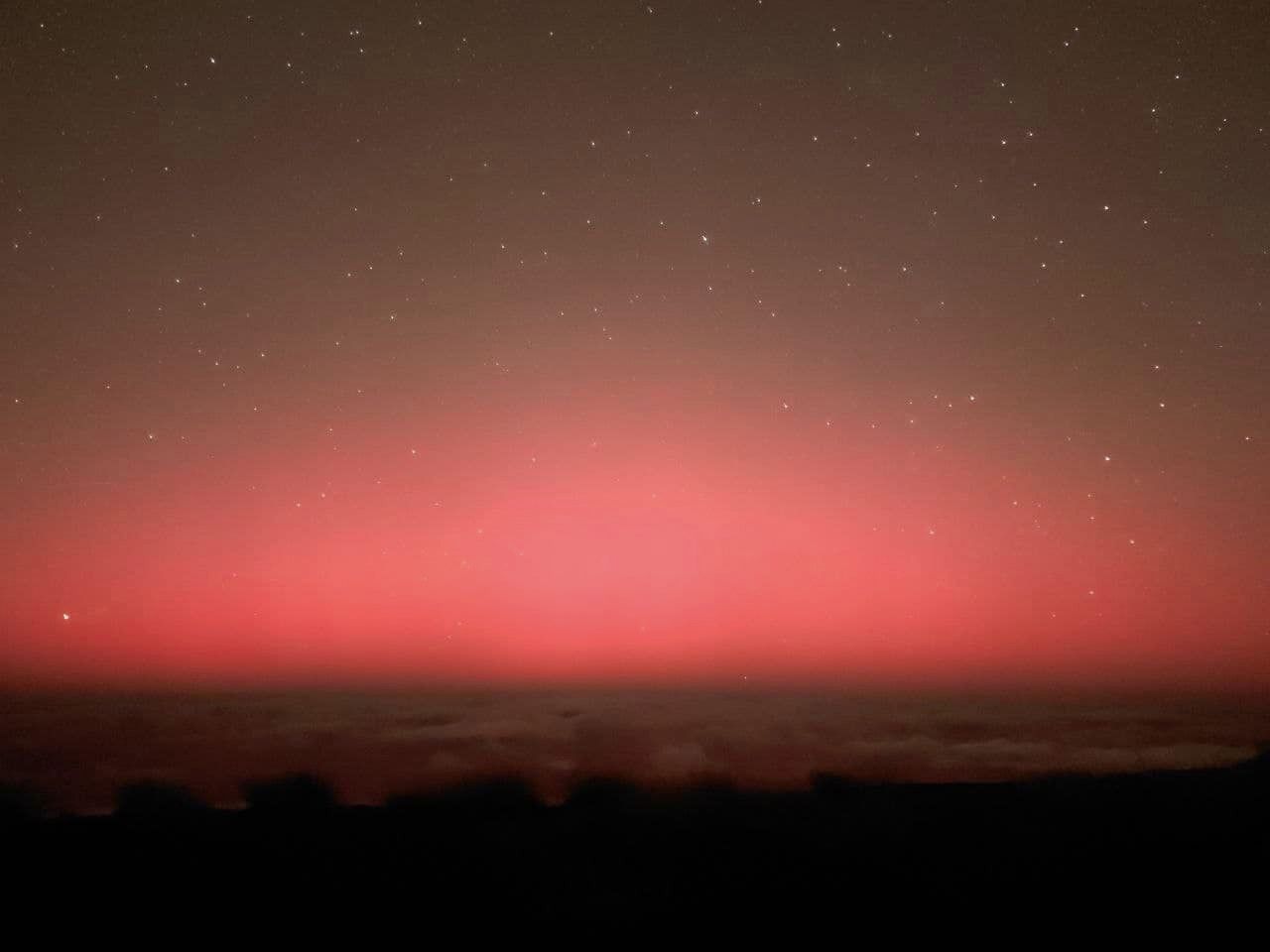 Aurora boreal vista el pasado 10 de mayo de 2024 desde el Gran Telescopio Canarias. Crédito: Grantecan