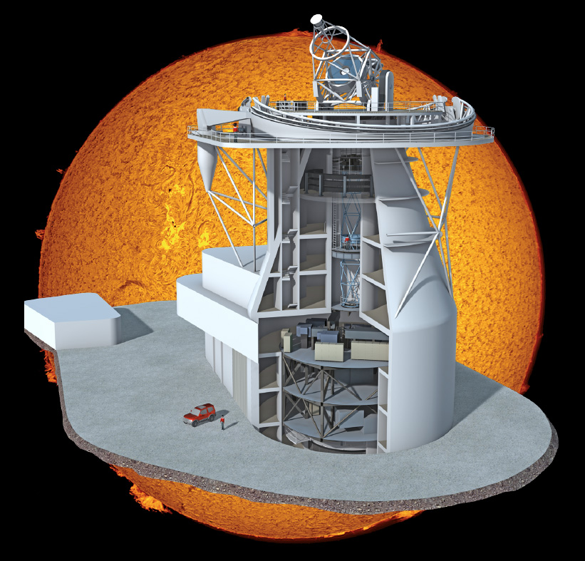 Simulación del futuro Telescopio Solar Europeo. Crédito: EST.