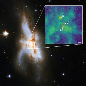 La galaxia irregular NGC 6240 con tres agujeros negros