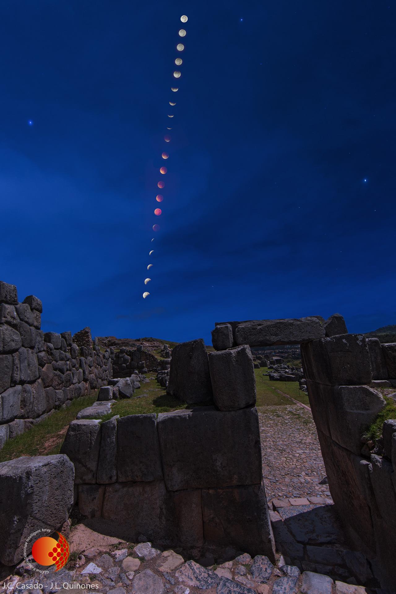 Images of the lunar eclipse taken by the GLORIA team at Cusco (Peru)