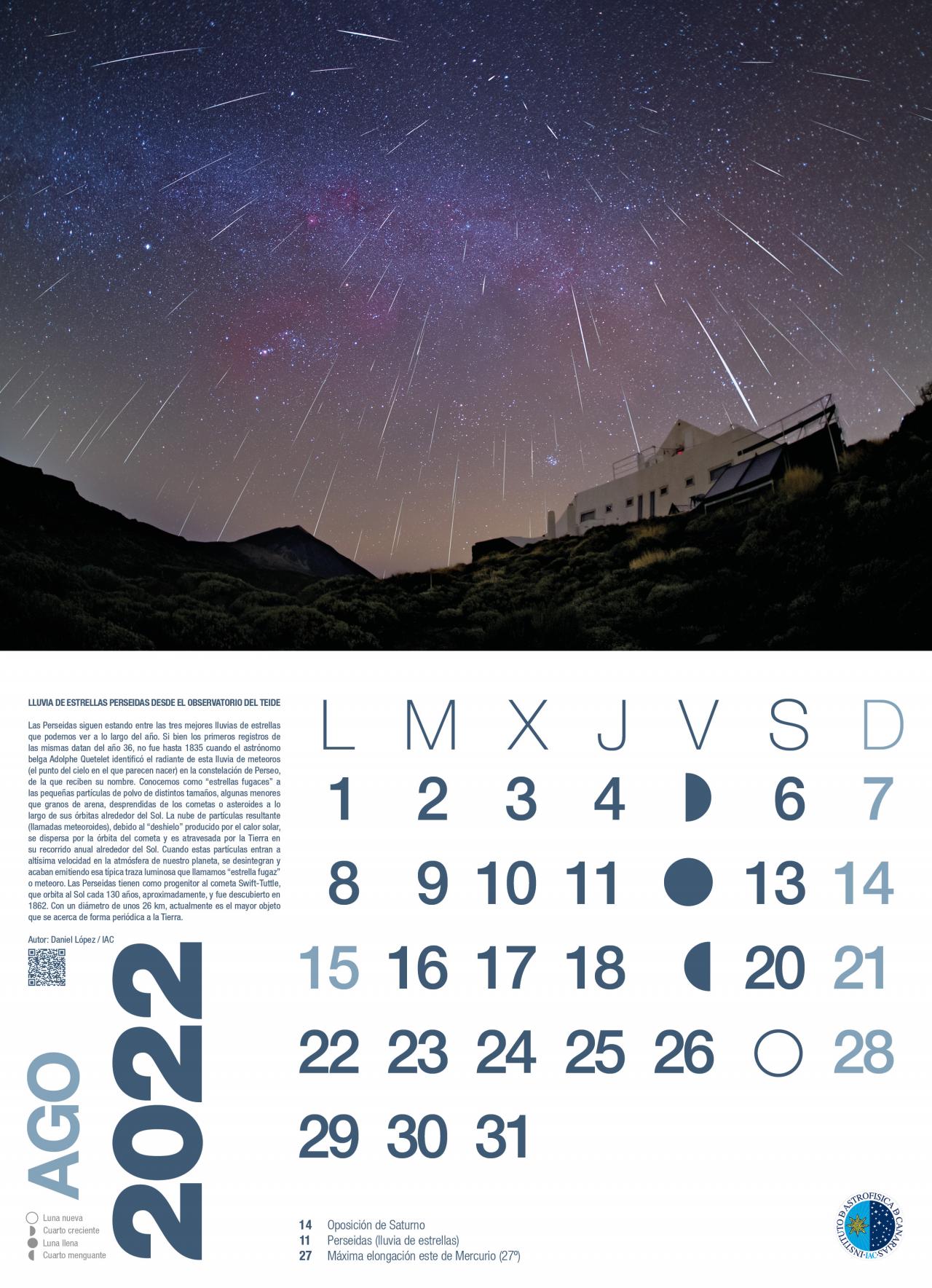 Calendario astronómico 2022 - Agosto