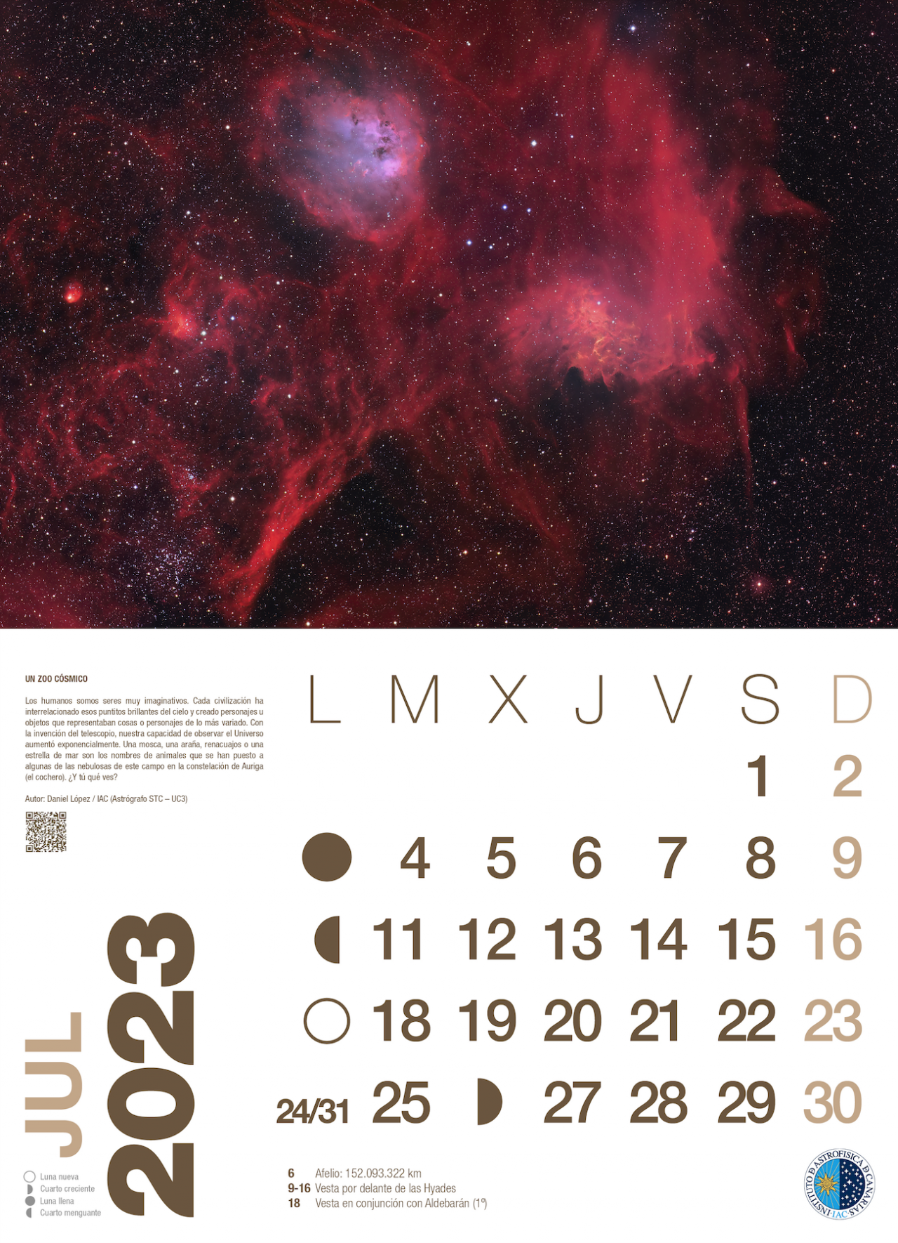 Julio - Calendario astronómico 2023