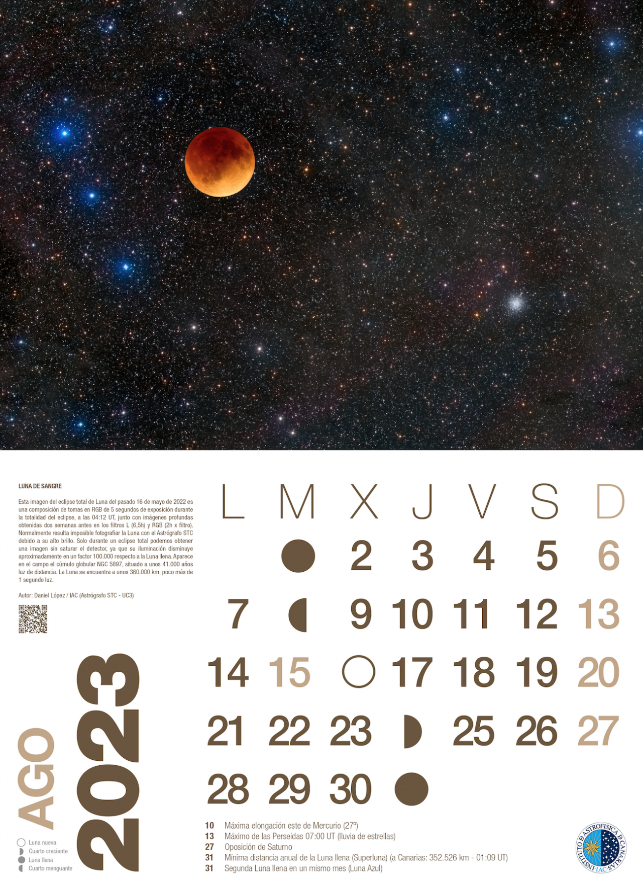 Agosto - Calendario astronómico 2023