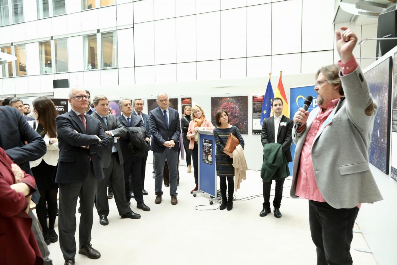 Alfred Rosenberg during the opening of the exhibition "100 Square Moons" in the European Parliament