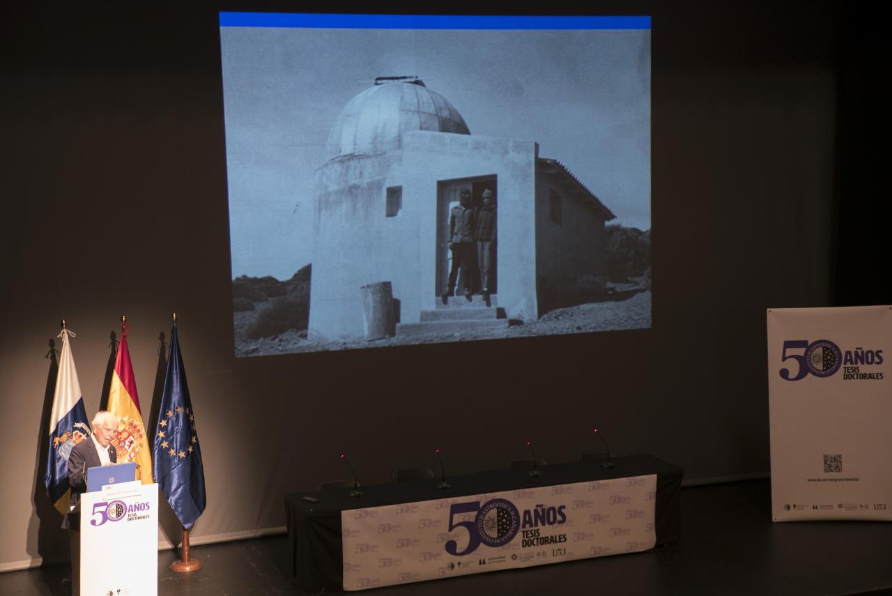Franciso Sánchez shows one of the first installations at the Teide Observatory