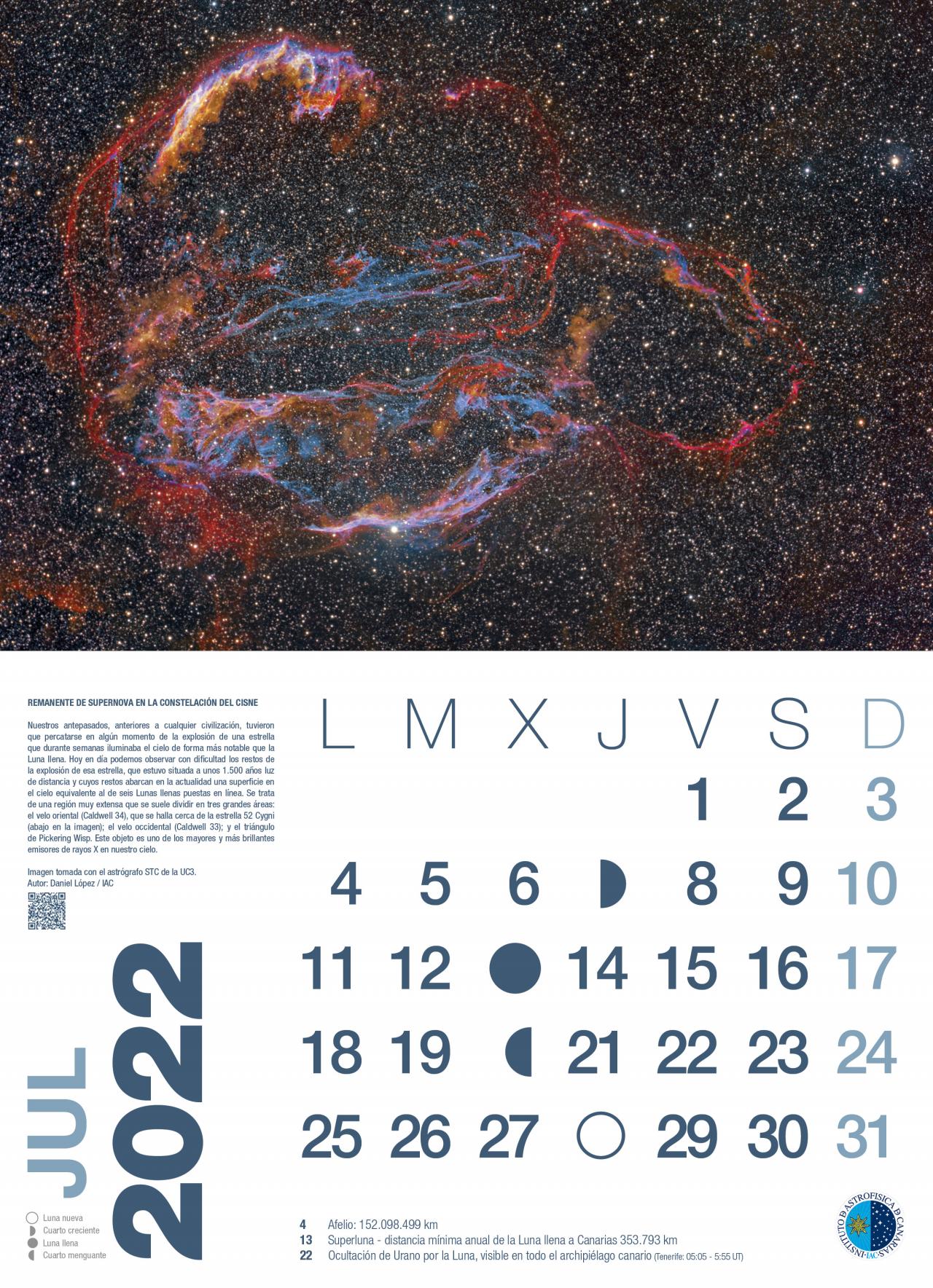Calendario astronómico 2022 - Julio