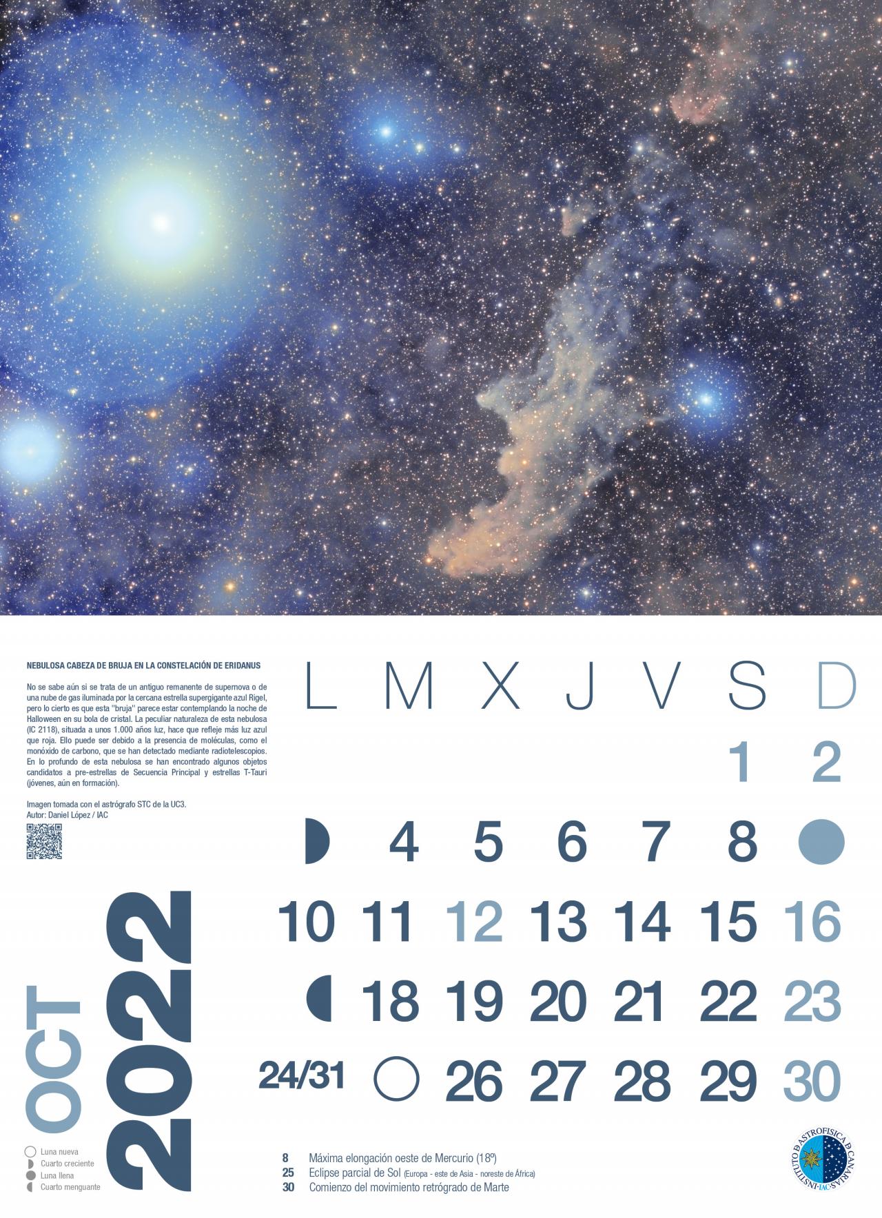 Calendario astronómico 2022 - Octubre 