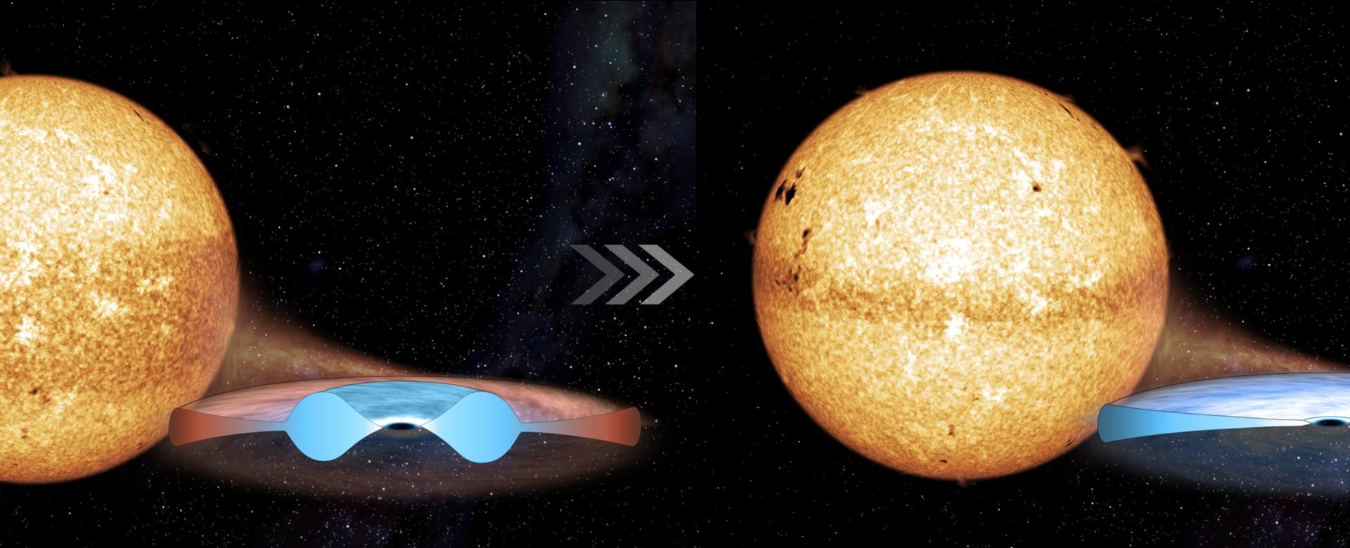 Artist’s impression of MAXI J0637−430 during an eruption