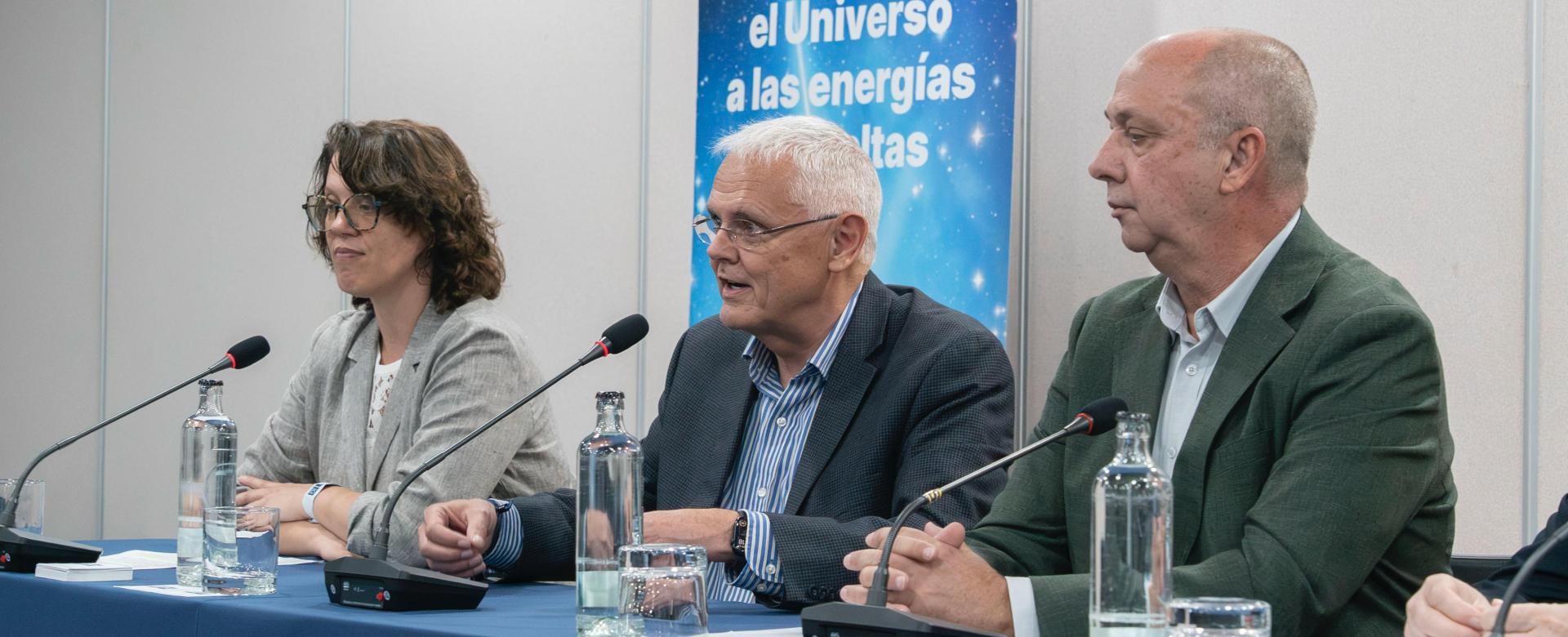 Roberta Zanin, responsable científica del CTAO; Valentín Martínez Pillet, director del IAC; y Juan Ramón Felipe San Antonio, vicepresidente del Cabildo de La Palma.