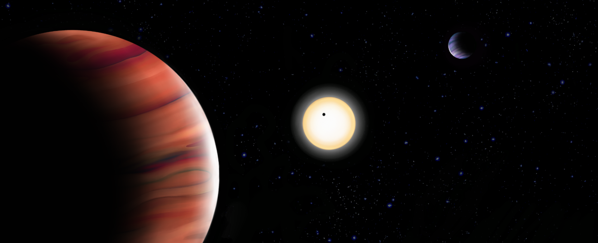 Recreación artística del sistema exoplanetario TOI-201