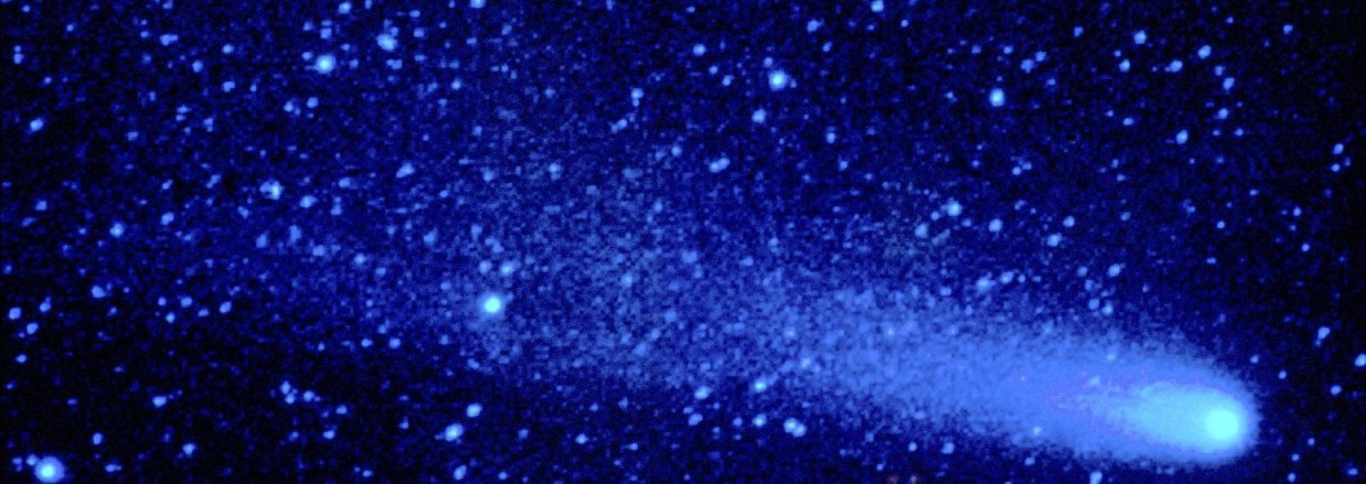 Imagen del cometa Halley obtenida en marzo de 1986 con el Telescopio Mons, en el Observatorio del Teide (Tenerife). Crédito: IAC.