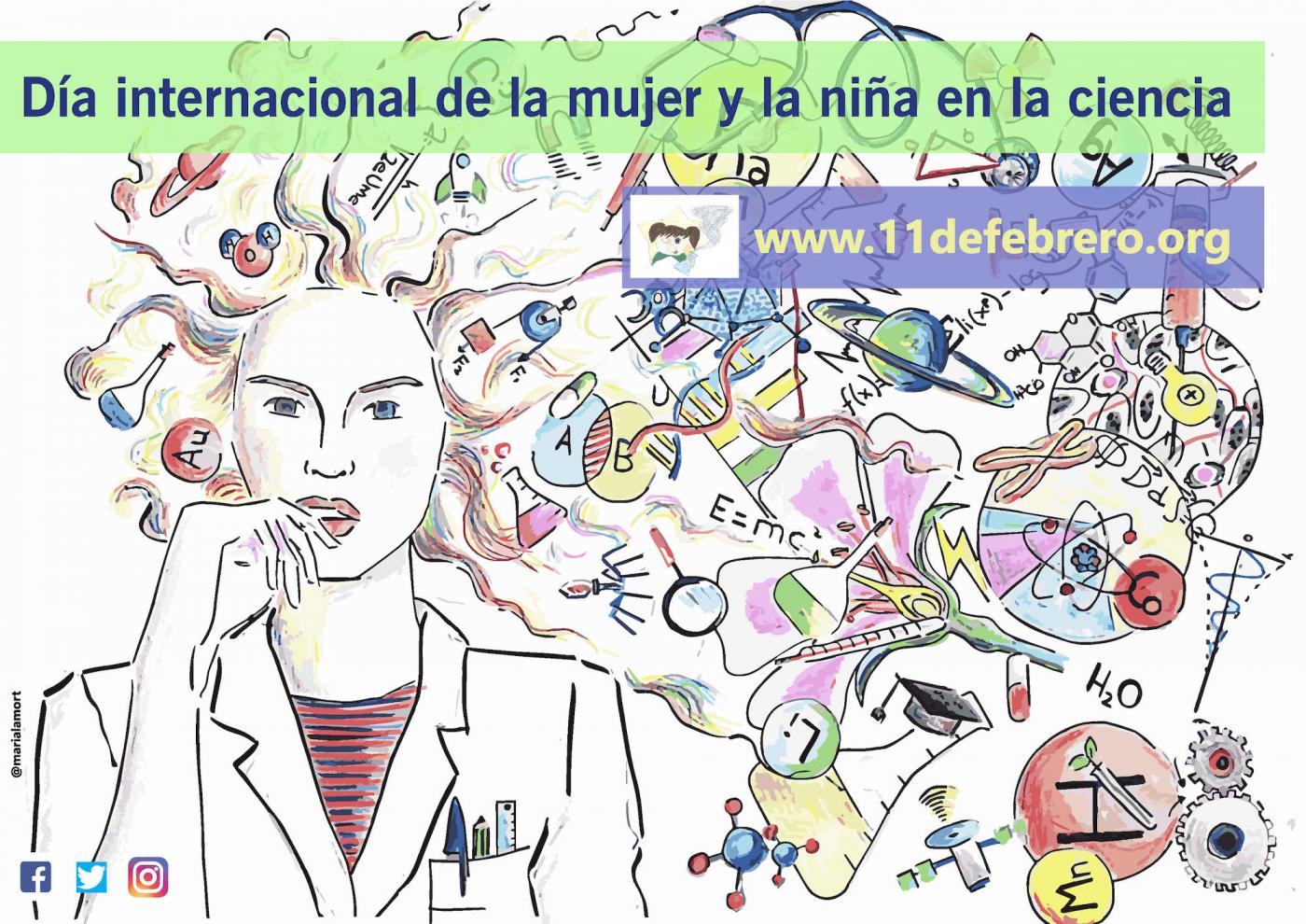 Cartel del Día Internacional de las Mujeres y las Niñas en la Ciencia. 