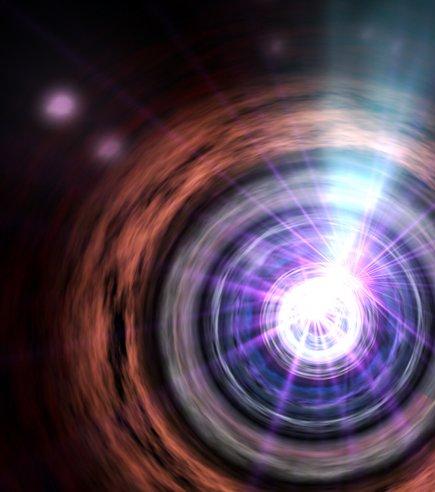 Emission from the centre of a galaxy has a serpentine shape