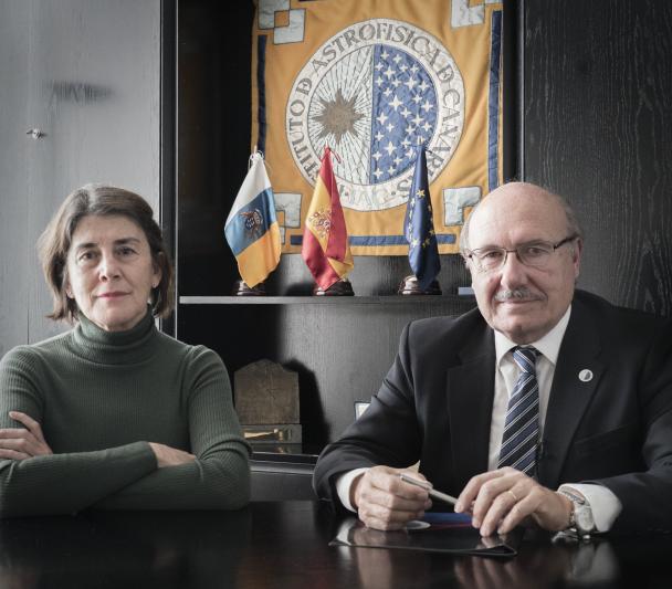 Rafael Rebolo and Casiana Muñoz -Signature of the agreement with AEMET