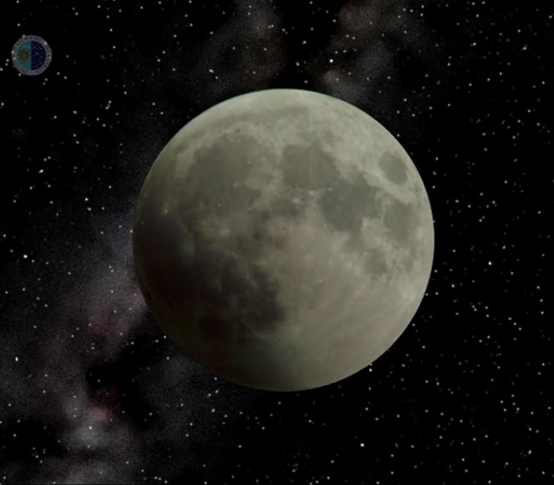 Animación estática con imágenes reales de un eclipse total de luna