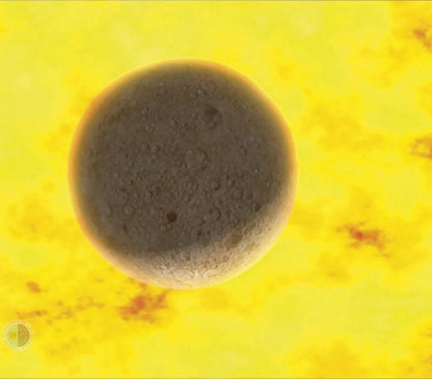 Mercurio con la superficie del Sol de fondo