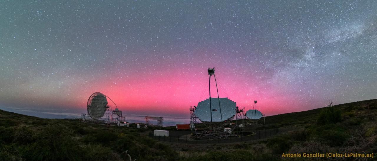 Imagen de la aurora boreal vista el pasado 10 de mayo de 2024 desde Observatorio del Roque de los Muchachos/ Crédito: Antonio González (Guía Starlight)