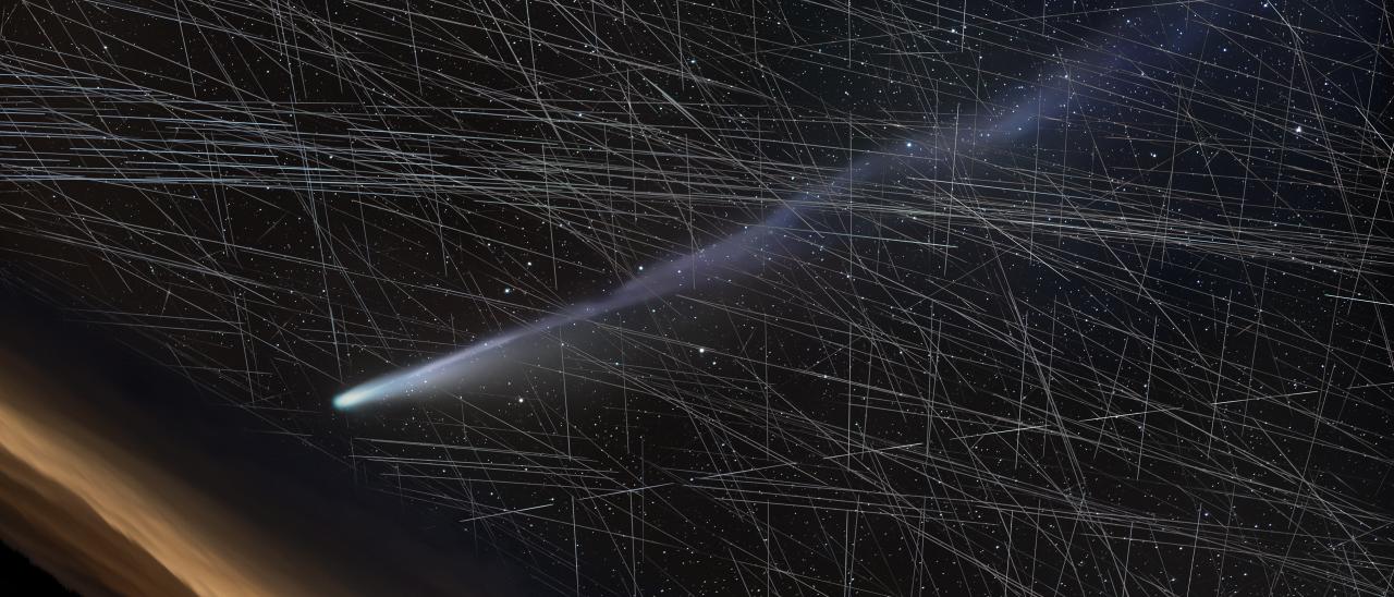 Cometa C/2025 A6 (Lemmon) con trazas de satélites