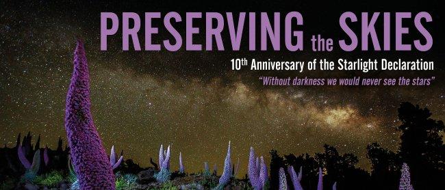 Cartel del congreso "Preserving the Skies: 10th Anniversary of the Starlight Declaration". Diseño: Inés Bonet (IAC).
