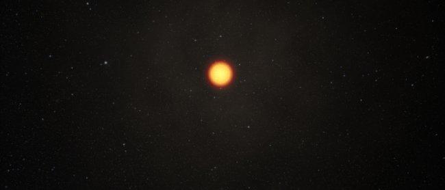 Impresión artística que muestra el planeta templado Ross 128 b con su estrella enana roja al fondo. Crédito: ESO/M. Kornmesser