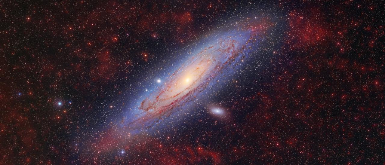 Andromeda Spiral Galaxy (M31) and Satellite Galaxies (M110 and M32)