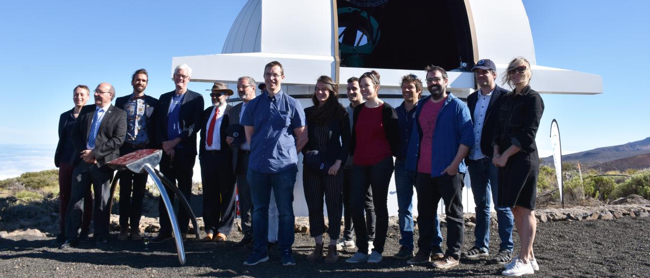 Attendees at the inauguration of the ARTEMIS telescope at the Teide Observatory.