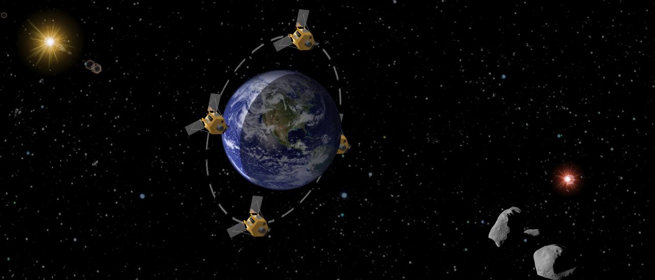 Recreación artística de la órbita del telescopio espacial IACSAT Astro-1