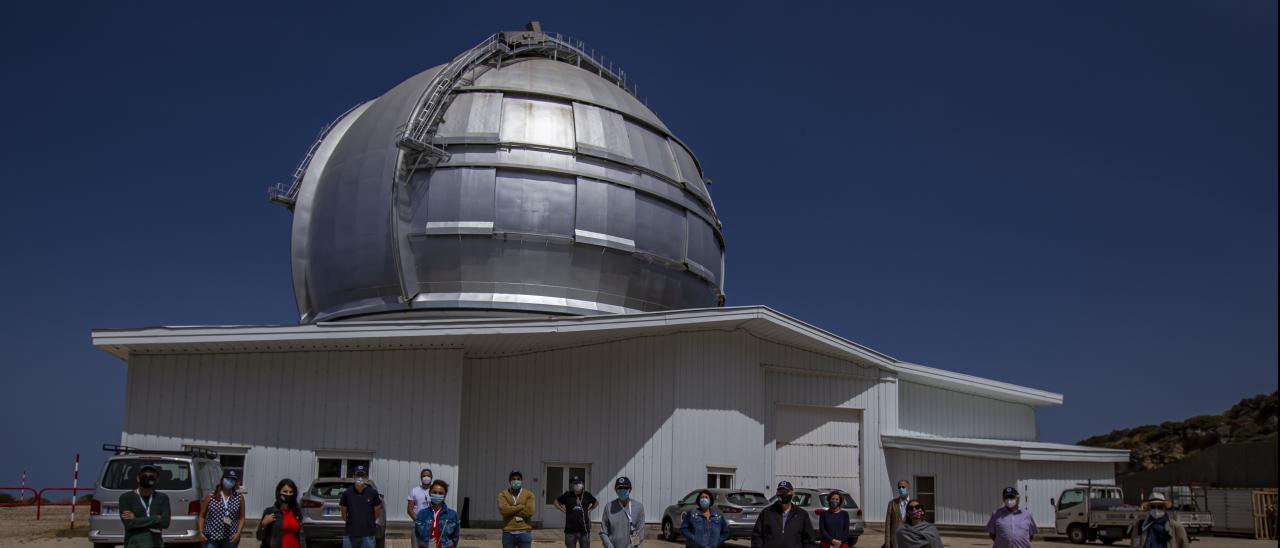 Participants of the III Hispano-American Writers’ Festival during their visit to the Roque de los Muchachos Observatory. Credit: Juan Antonio González Hernández / IAC.