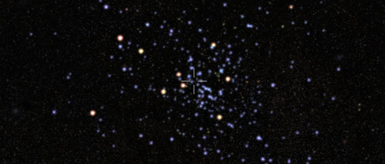 Vista del cúmulo si se pudiera eliminar la contaminación de estrellas y polvo que lo oculta. Crédito: Gabriel Pérez Díaz, SMM (IAC).