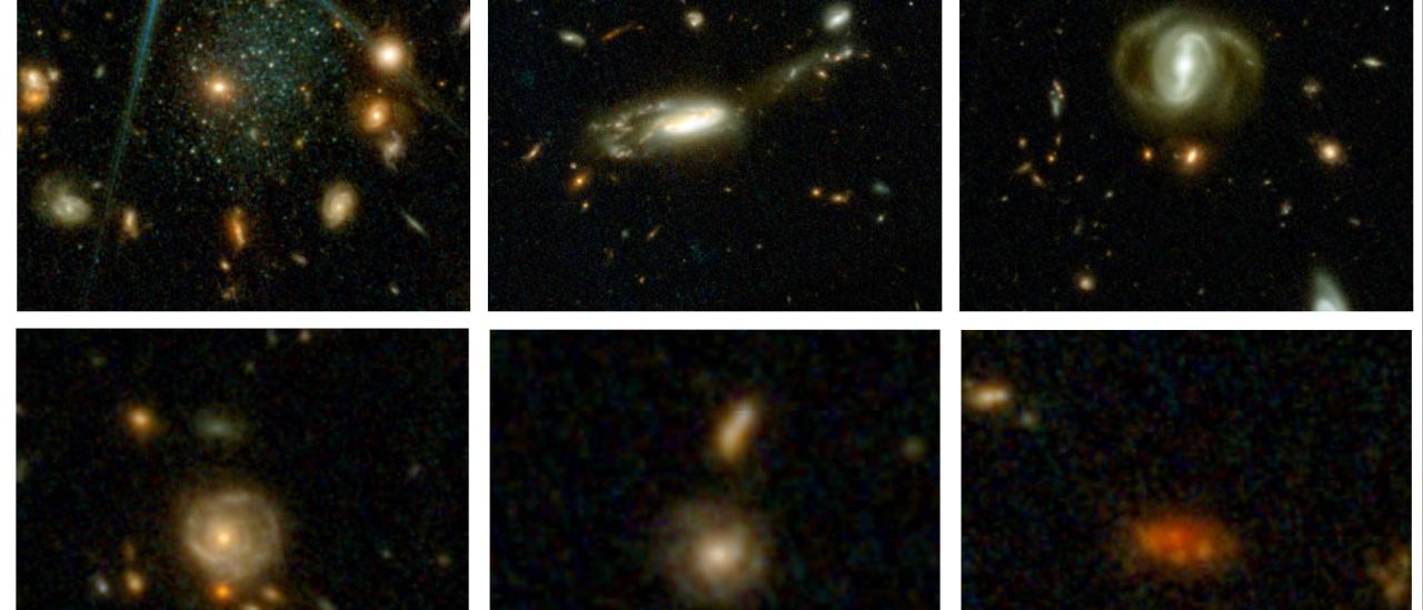  Nueve galaxias tomadas de entre más de 700.000 que abarcan todo el tiempo cósmico