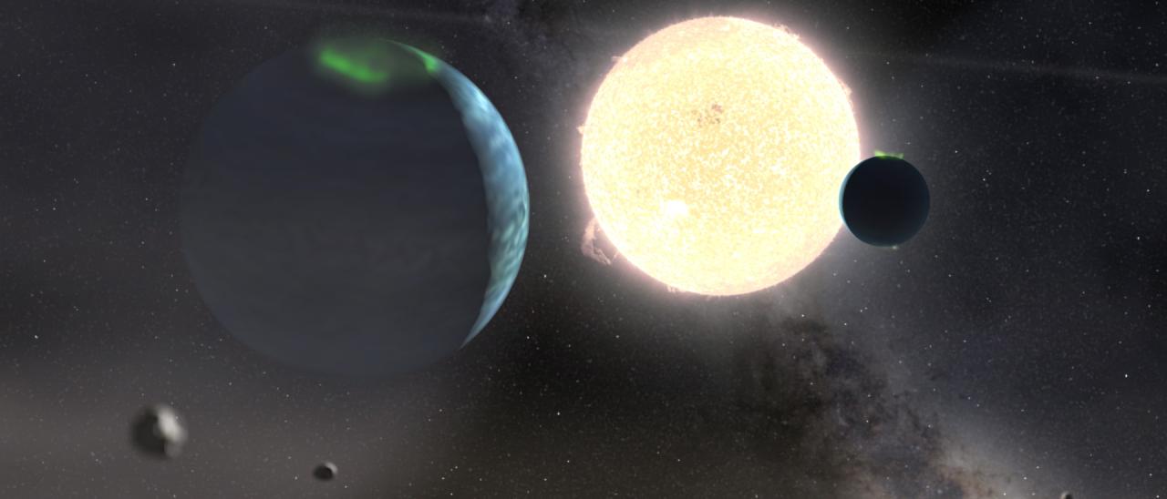 Representación artística del sistema planetario HD 114082