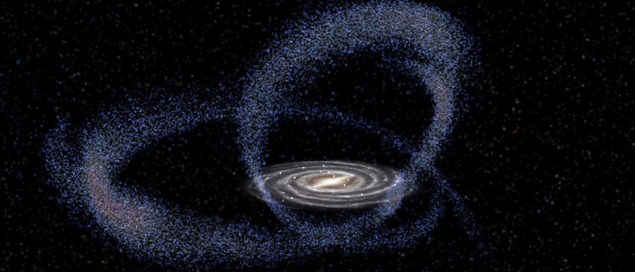 Artistic representation of the current interaction between the Sagittarius dwarf galaxy and the Milky Way. Credit: Gabriel Pérez Díaz, SMM (IAC).