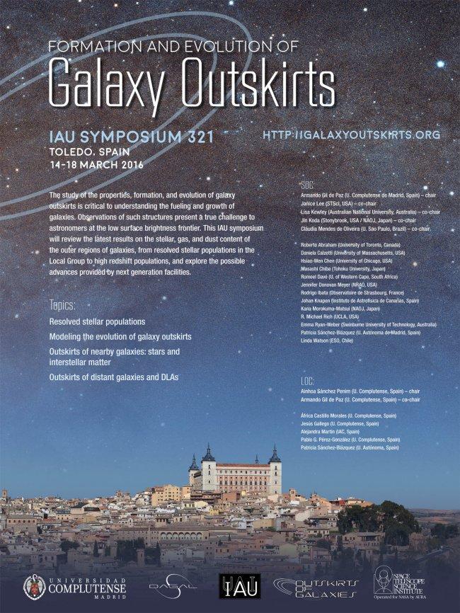 Poster of the International Astronomic Union congress "Formation and evolution of Galaxy Outskirts" in Toledo during 14th - 18th March.