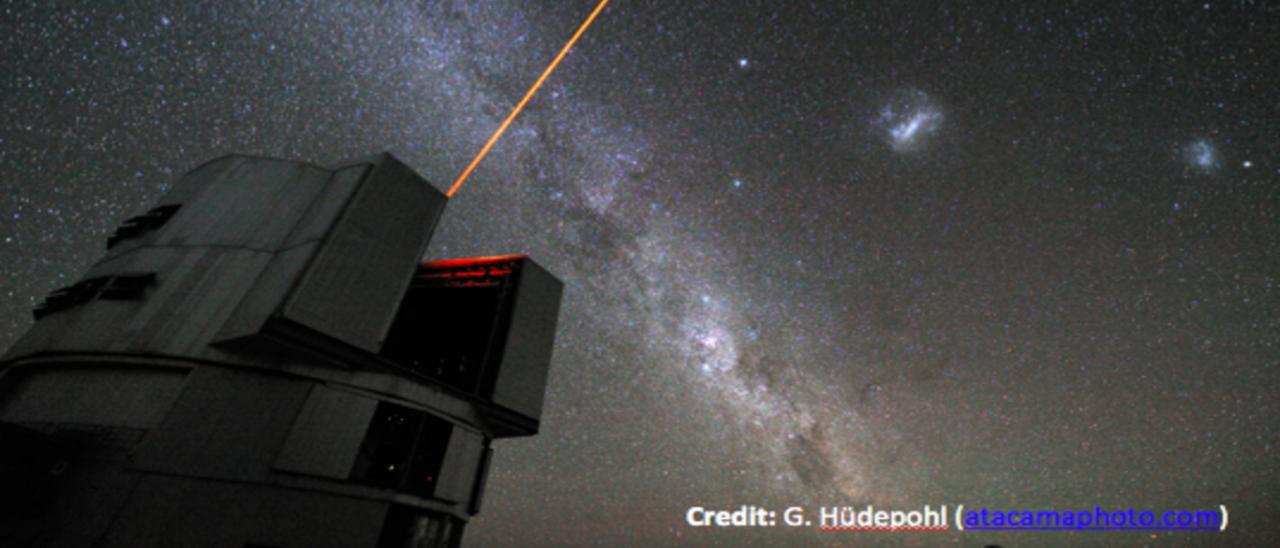 A view of our Milky Way galaxy with its close neighbors the Magellanic Clouds