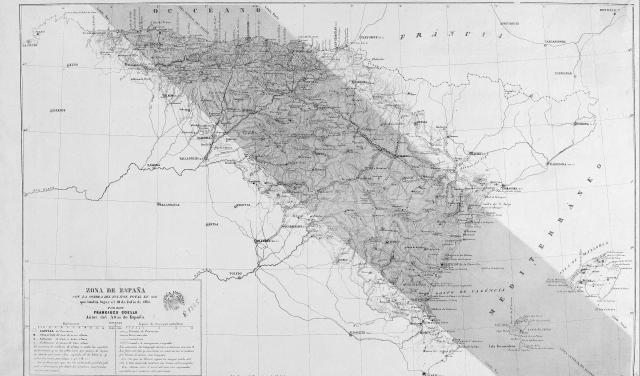 Mapa oficial de la franja de totalidad durante el eclipse solar total de 1860