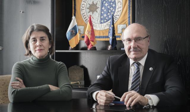 Rafael Rebolo and Casiana Muñoz -Signature of the agreement with AEMET