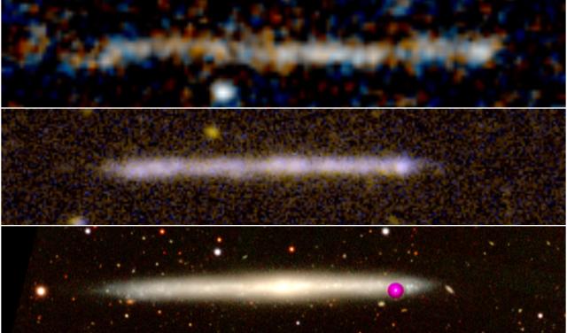 Comparación entre una traza de estrellas y la galaxia de canto IC5249