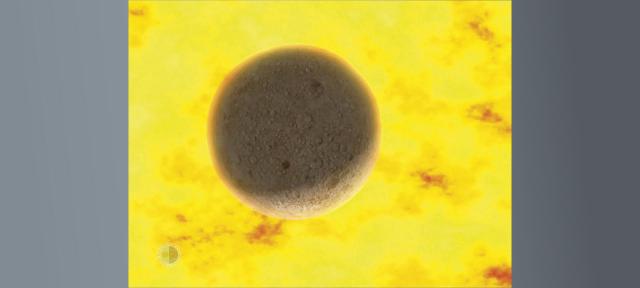 Mercury with the surface of the Sun in the background