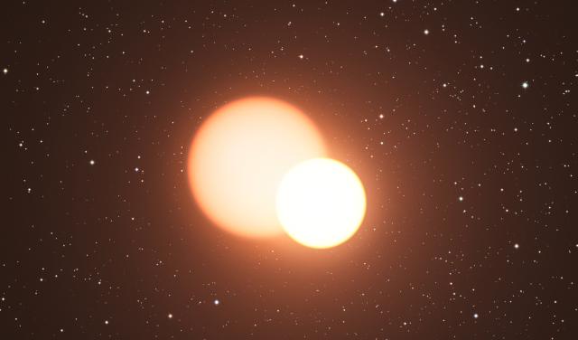 Representación artística de un sistema binario similar a KIC 10001167