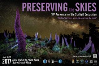 Cartel del congreso "Preserving the Skies: 10th Anniversary of the Starlight Declaration". Diseño: Inés Bonet (IAC).