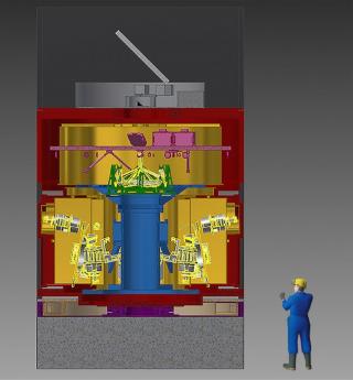 HARMONI, el espectrógrafo de campo de alta resolución, será el primer instrumento instalado en el ELT y funcionará como el instrumento de trabajo del telescopio para la espectroscopia en el rango de longitud de onda 0.5– 2.4 µm. La imagen de arriba muestr
