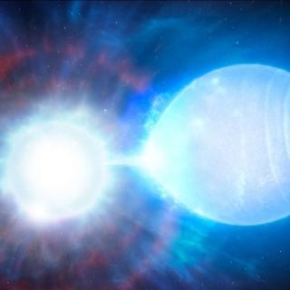 Binary system with two stars about to collide