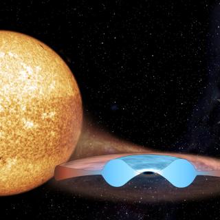 Recreación artística de MAXI J0637−430 durante una erupción
