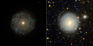 Comparison between an observed galaxy (right) and a simulated galaxy (left) 