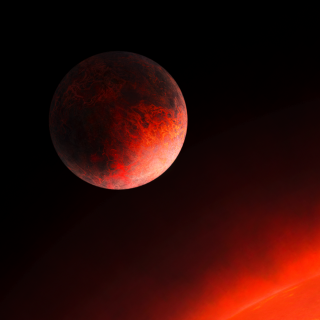 Ilustración de GJ 367b. El planeta orbita alrededor de una estrella enana roja cada 7.7 horas. Su densidad media es similar a la del hierro y modelos predicen una estructura interior similar a la de Mercurio. (Crédito imagen: SPP 1992 (Patricia Klein)).