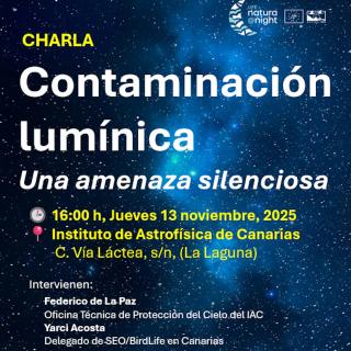 Cartel de la conferencia "Contaminación Lumínica: Una Amenaza Silenciosa"