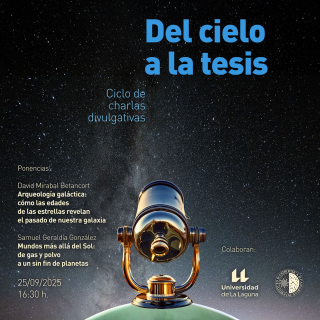 Cartel de la la segunda sesión del ciclo de divulgación científica “Del cielo a la tesis”
