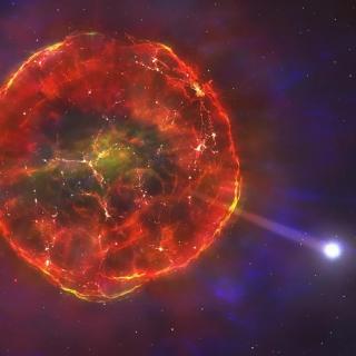 Artistic impression of a runaway star propelled by a supernova explosion